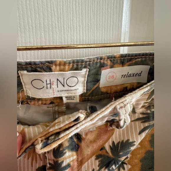 CHINO by Anthropologie Birds of Paradise Pants Size 28 Tuxedo Stripe Neutral - Picture 5 of 14